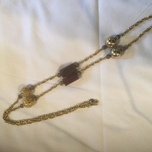 Redwood, gold tone 40” necklace